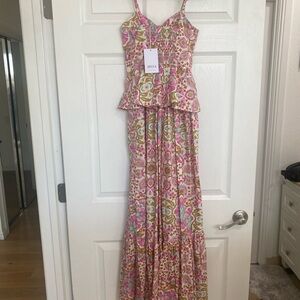 Misa Los Angeles Pink Floral Maxi Dress